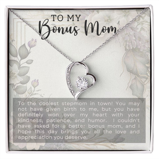 Coolest Stepmother - Forever Love Heart Necklace-[Heartfelt Family Gift]