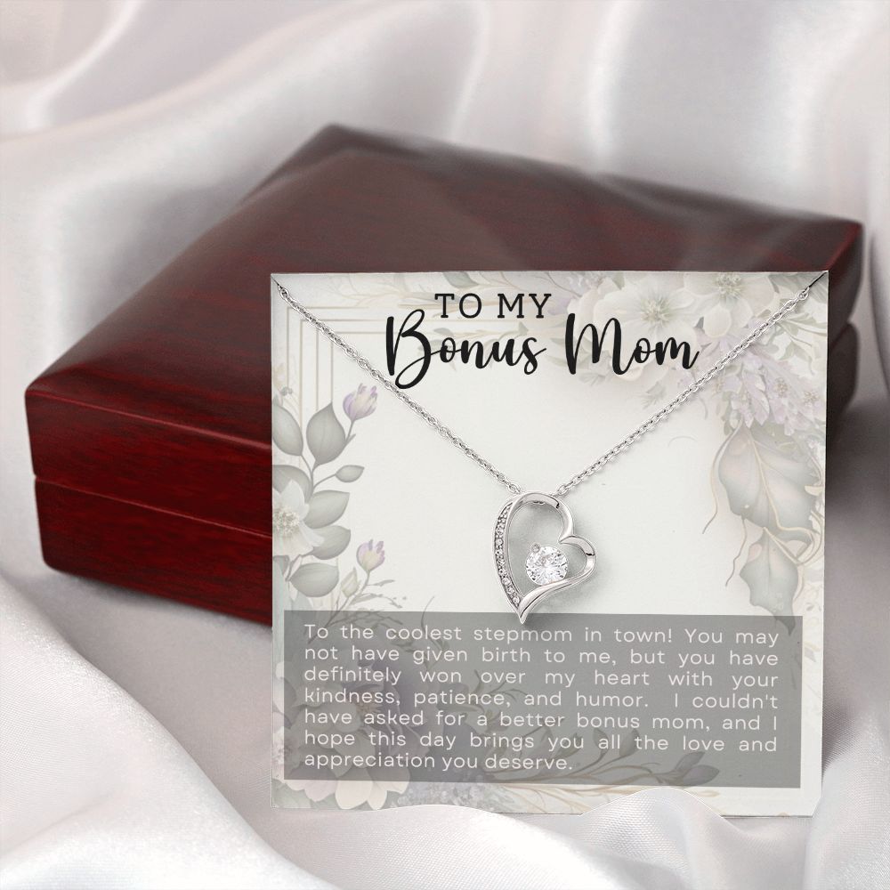 Coolest Stepmother - Forever Love Heart Necklace-[Heartfelt Family Gift]