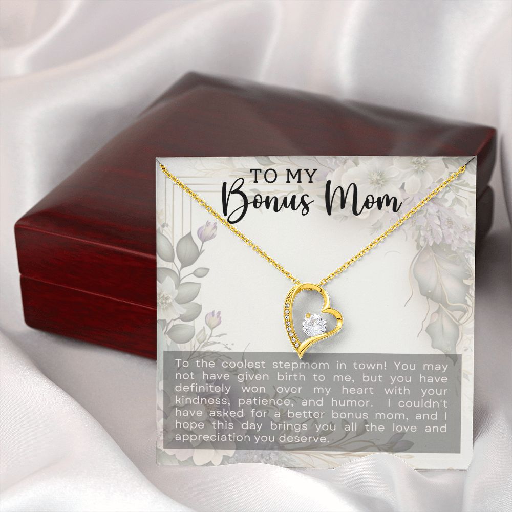 Coolest Stepmother - Forever Love Heart Necklace-[Heartfelt Family Gift]