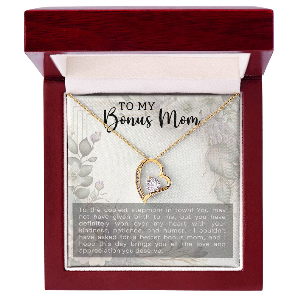 Coolest Stepmother - Forever Love Heart Necklace-[Heartfelt Family Gift]