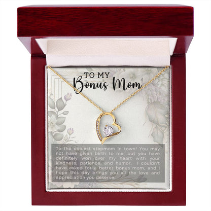 Coolest Stepmother - Forever Love Heart Necklace-[Heartfelt Family Gift]