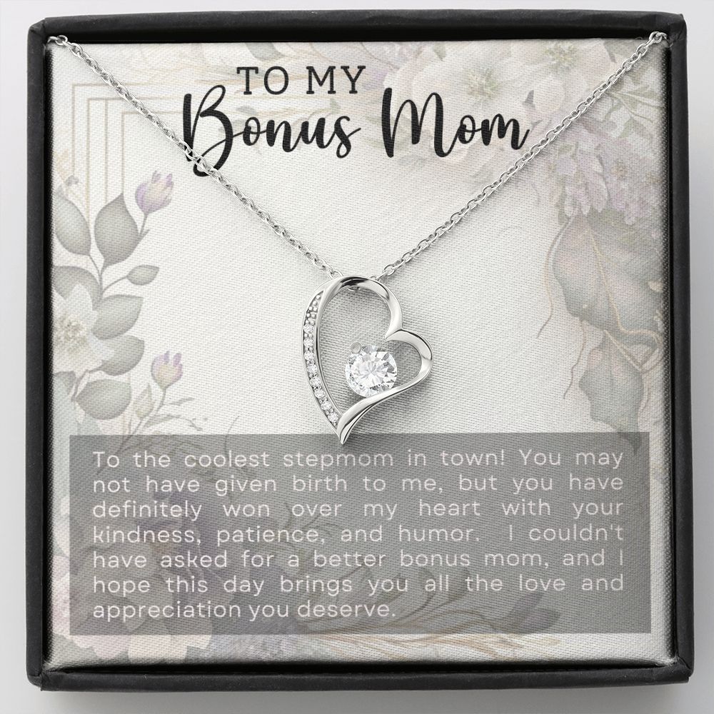 Coolest Stepmother - Forever Love Heart Necklace-[Heartfelt Family Gift]