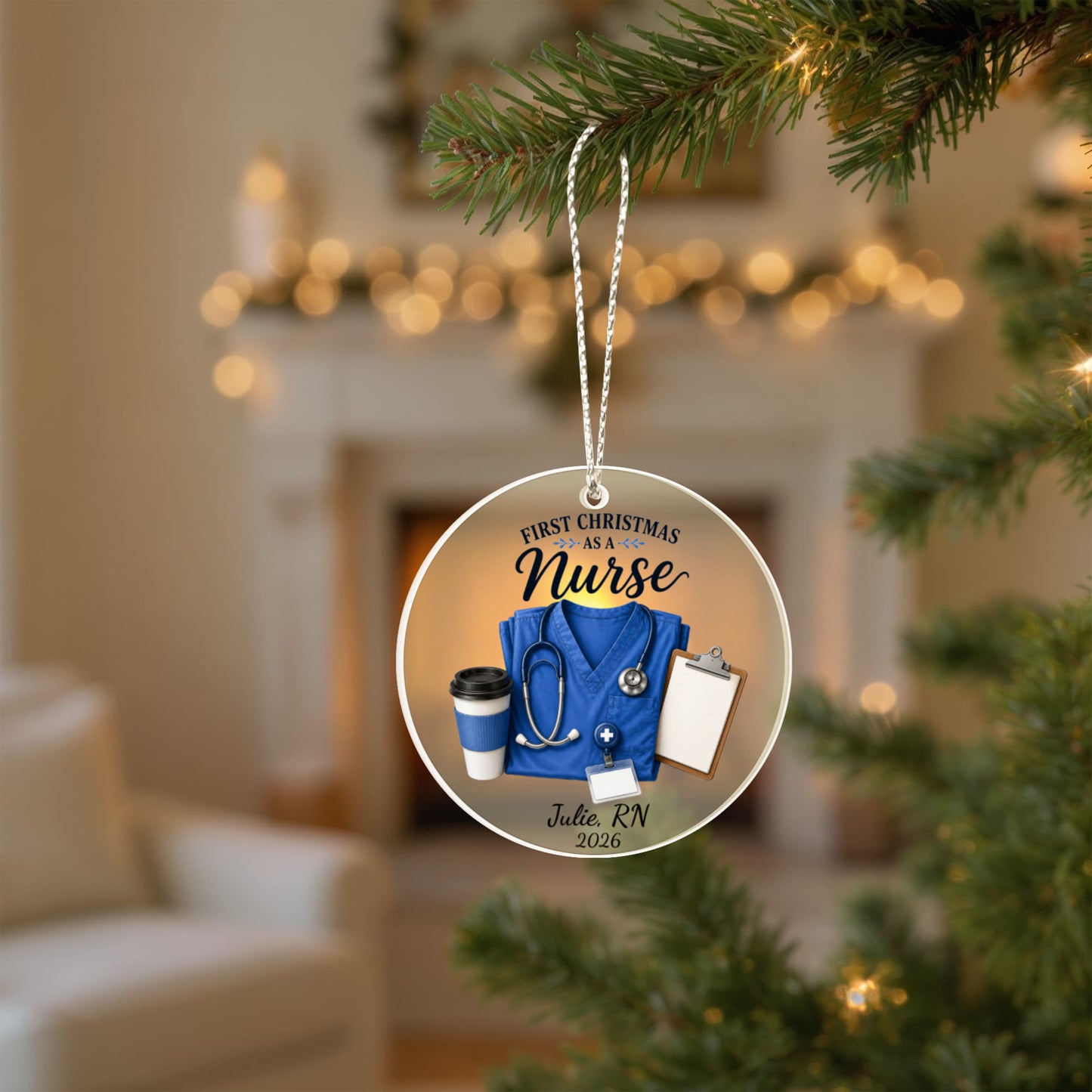 Personalized Nurse Ornament, First Christmas Gift, RN Acrylic Keepsake, New Nurse 2026, Nurse Graduation Gift