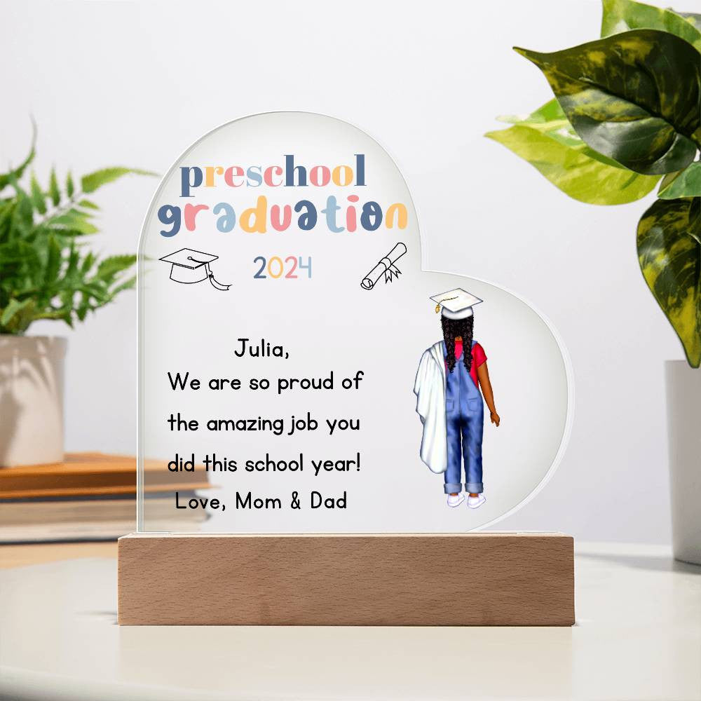 Preschool Graduation Acrylic Heart Plaque-[Heartfelt Family Gift]