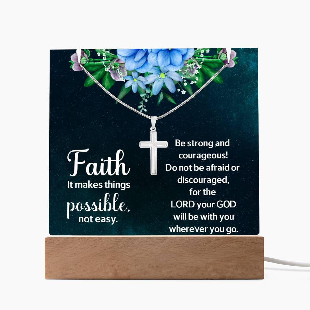 Faith Makes Things PossibleReligious Plaque & Cross Gift Set-[Heartfelt Family Gift]