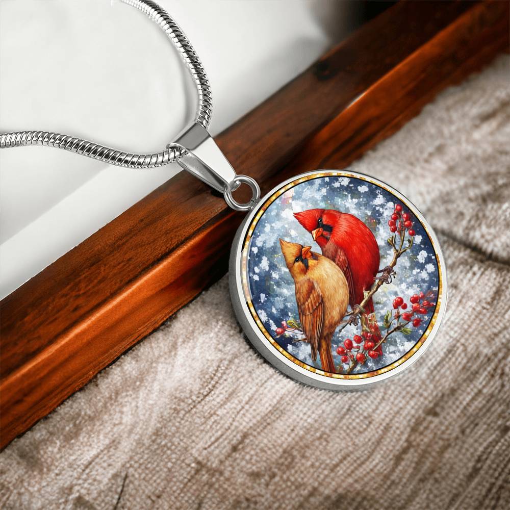 Floral Cardinals Personalized Engraved Necklace Bracelet or Keychain