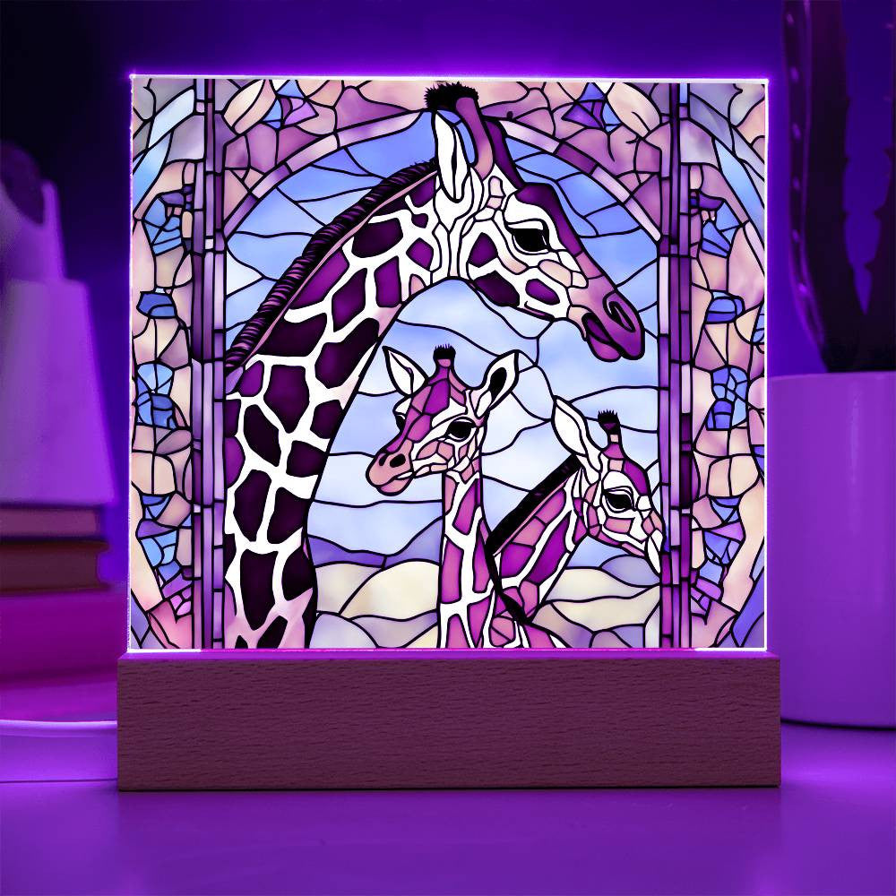 Giraffe Family  Acrylic Square Plaque-[Heartfelt Family Gift]