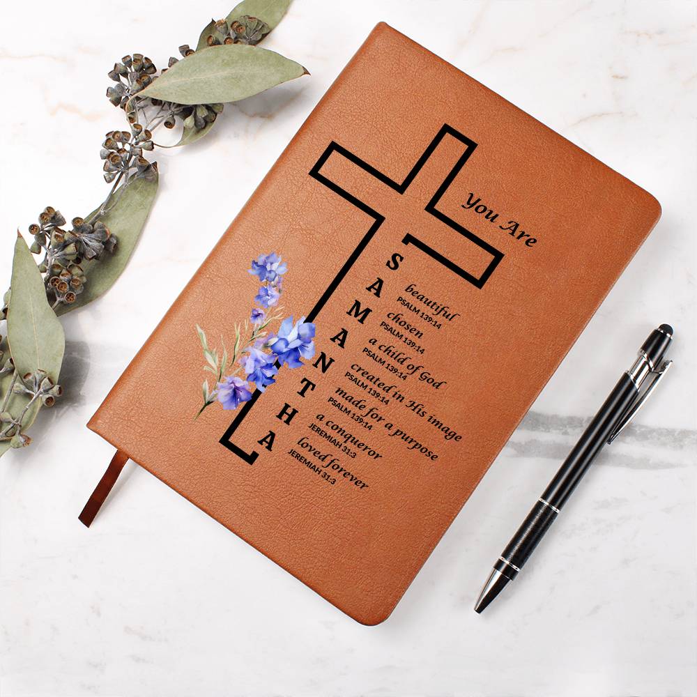 Vegan Leather Journal with Personalized Birth Flowe