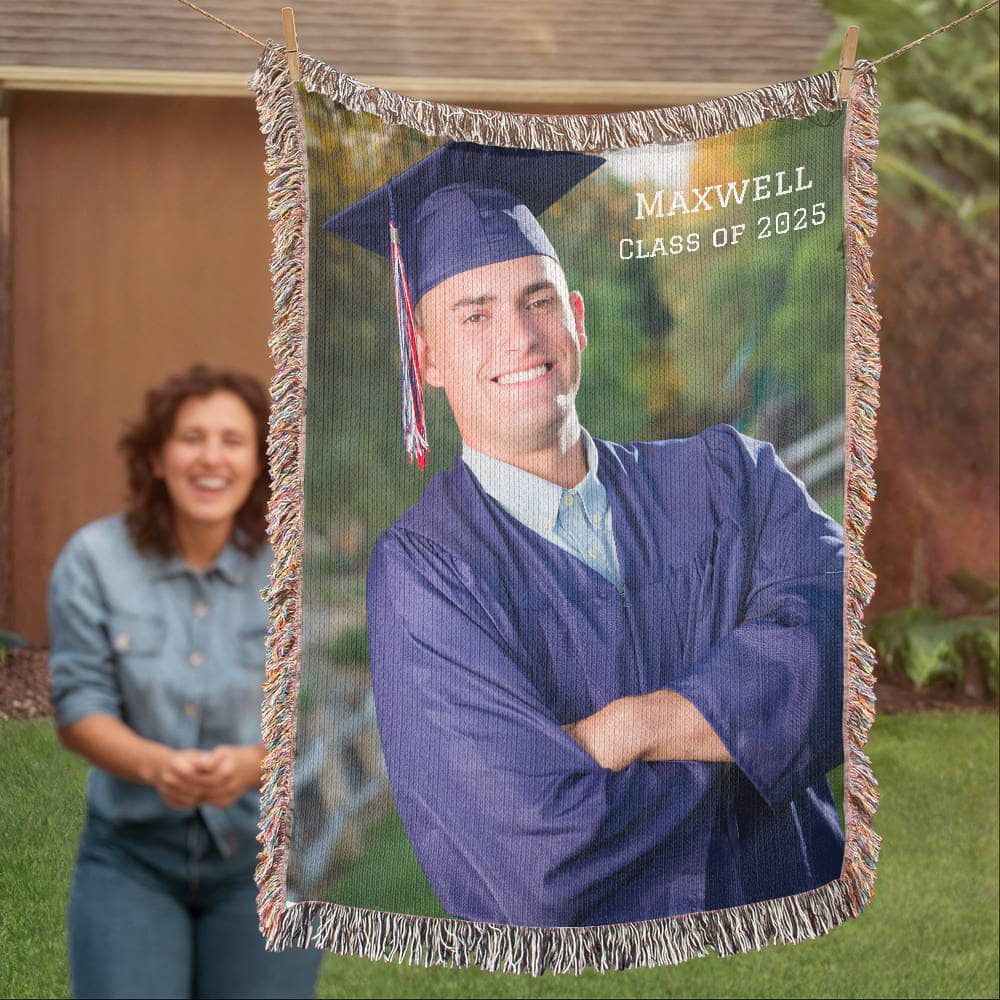 Graduation Blanket Woven Cotton Throw-[Heartfelt Family Gift]