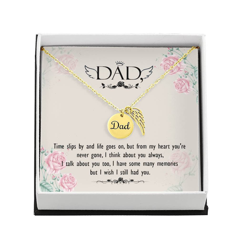 Dad Memorial Necklace Angel Wing Charm-[Heartfelt Family Gift]