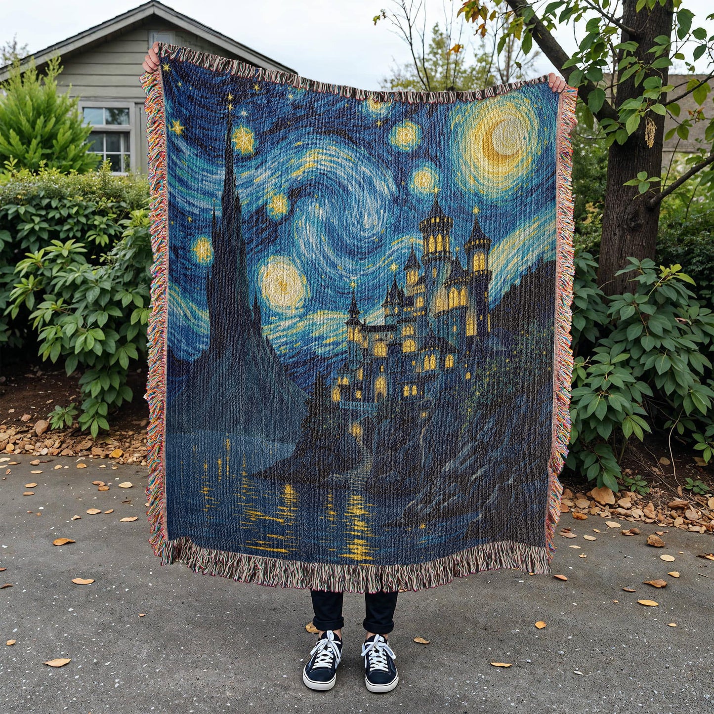 Mystical Castle Woven Cotton Throw-[Heartfelt Family Gift]