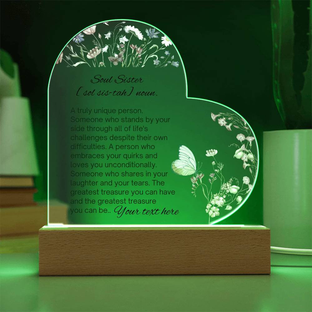 Soul Sister Acrylic Heart Plaque-[Heartfelt Family Gift]