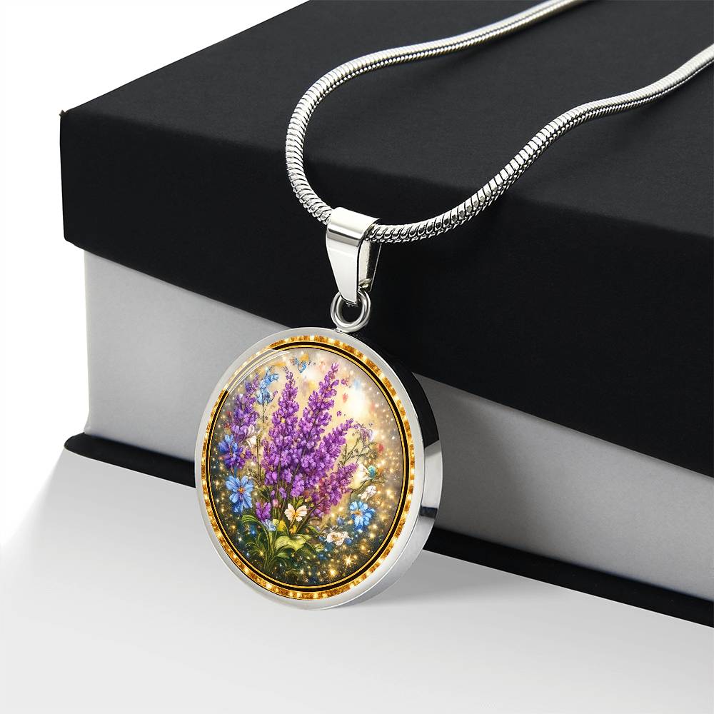 Lavender Flowers Personalized Engraved Necklace Bracelet or Keychain
