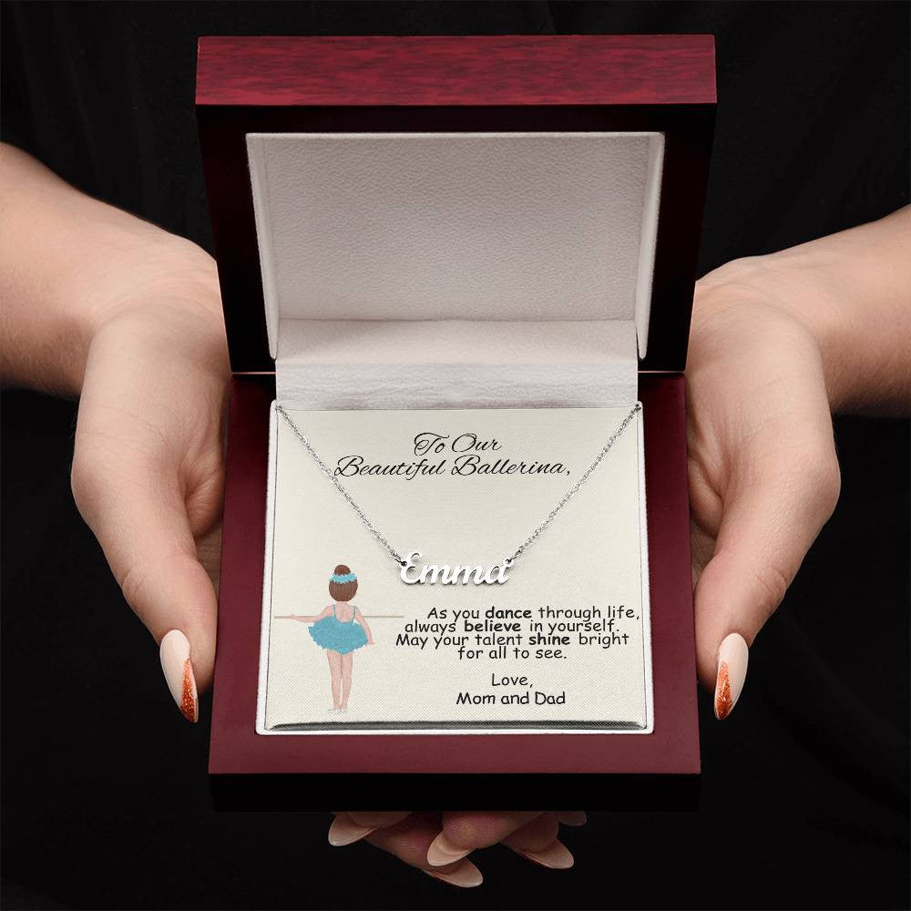Ballerina Name Necklace with Custom Ballerina-[Heartfelt Family Gift]
