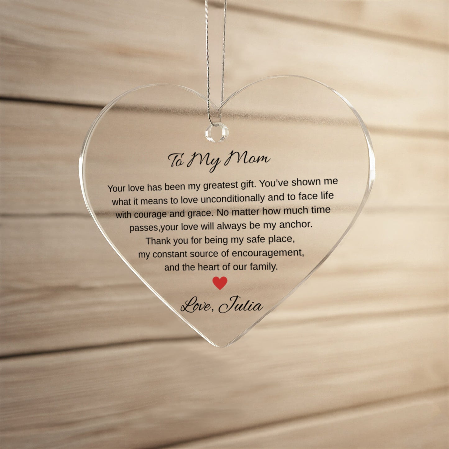To My Mom Ceramic Heart Ornament