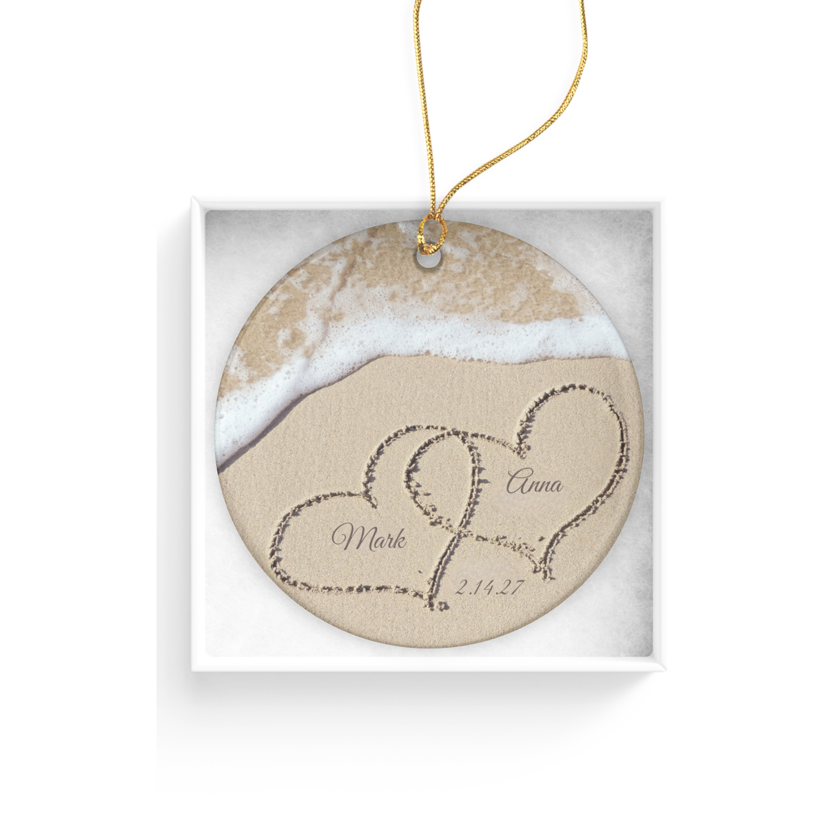 Names In The Sand Beach Anniversary Ornament