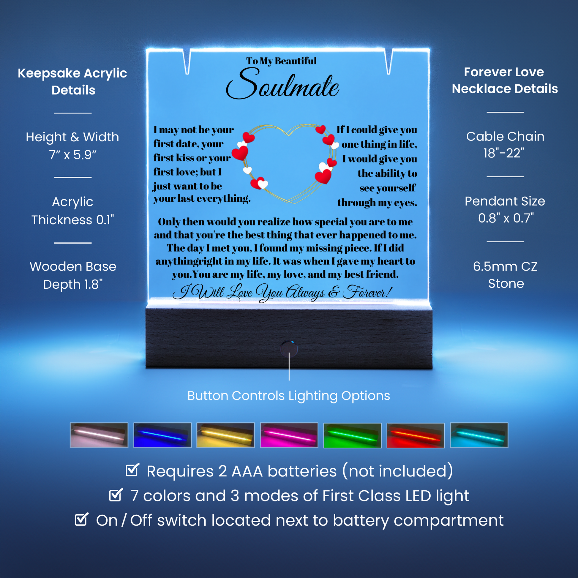 Soulmate Acrylic Heart Necklace & Plaque Gift Set-[Heartfelt Family Gift]