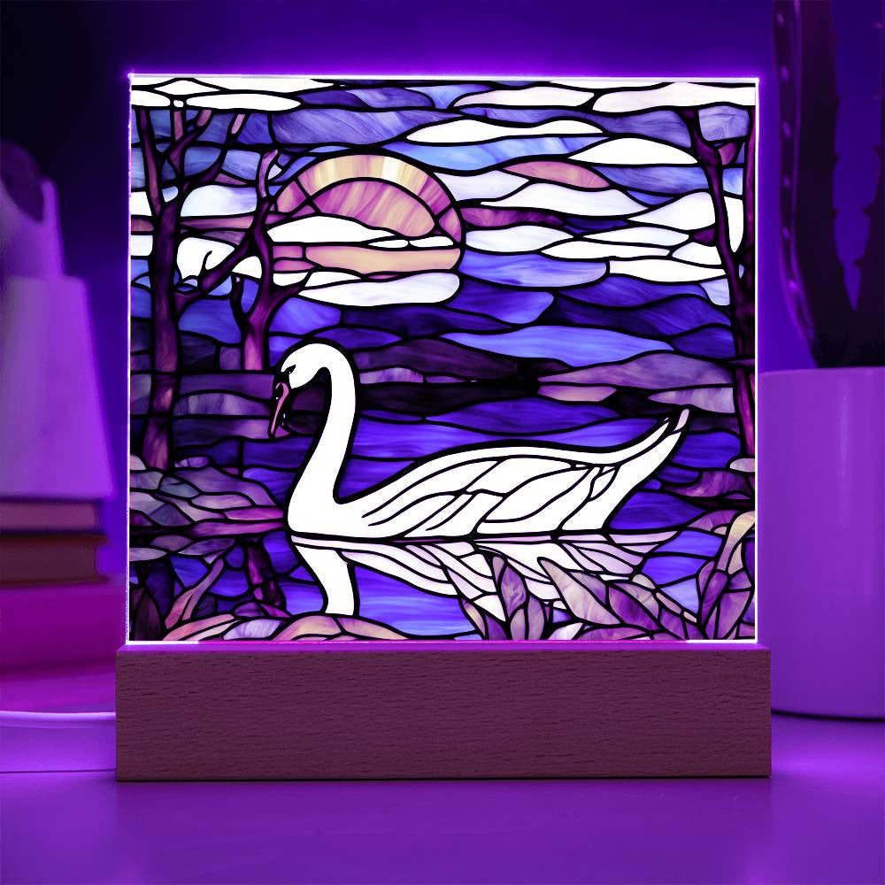 Swan Lake Scene Acrylic Square Plaque-[Heartfelt Family Gift]