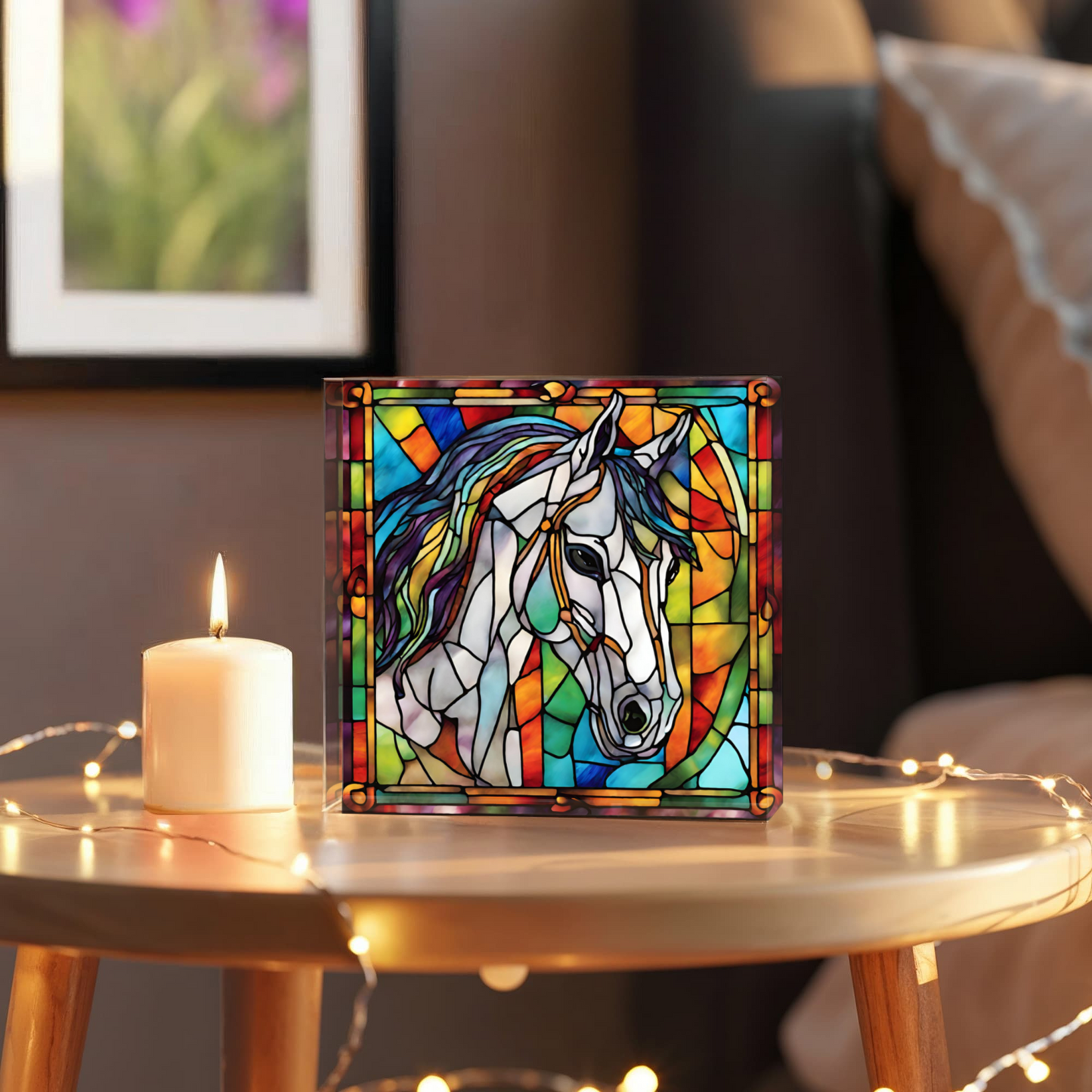 Horse Stained Glass Style Acrylic Decor