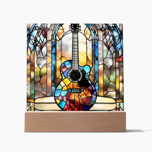 Acrylic Guitar Stained Glass Acrylic Plaque, Guitar Nightlight, Guitar Lover Gift, Guitar Player Gift, Guitar Picture Plaque-[Heartfelt Family Gift]