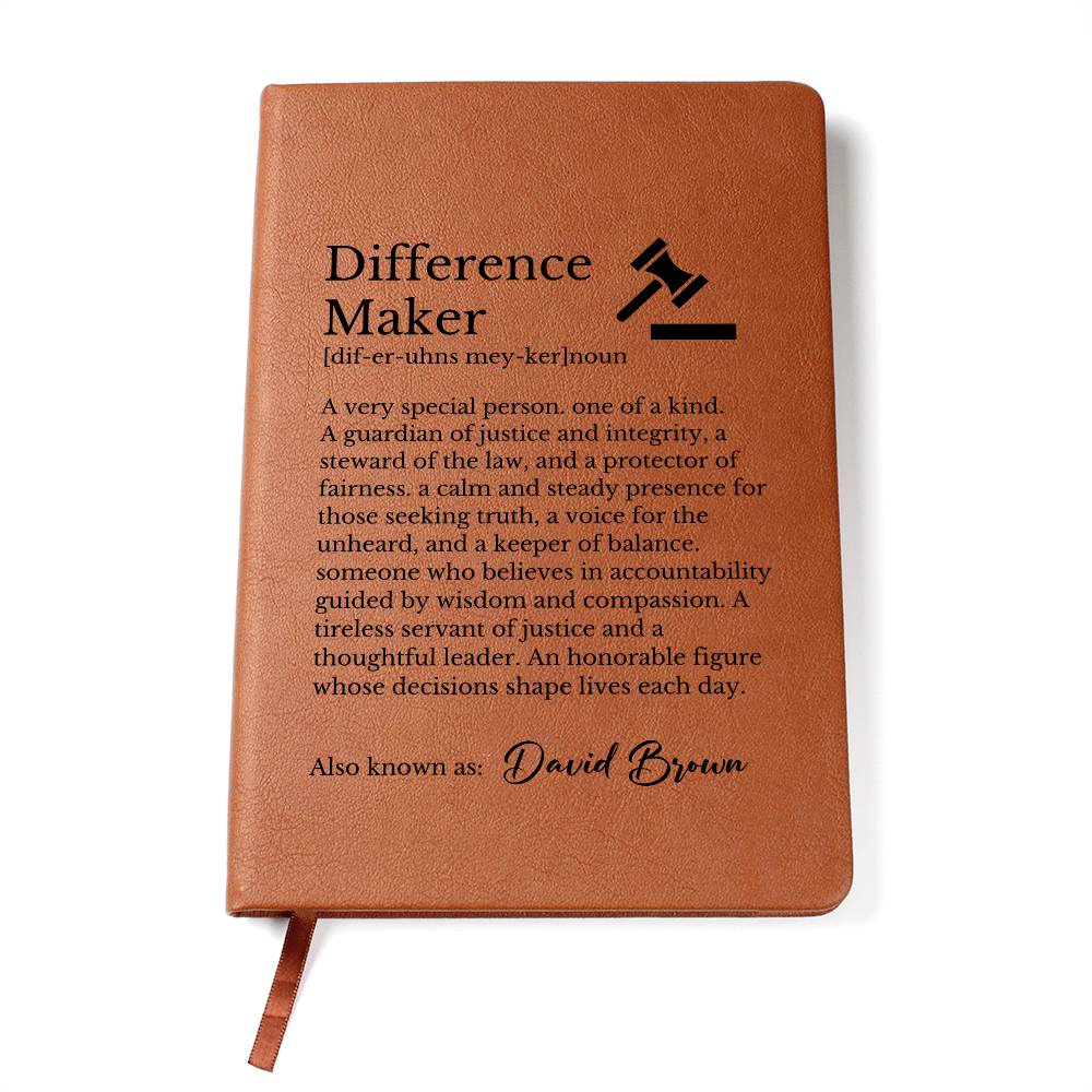 Personalized Difference maker Journal for Judge