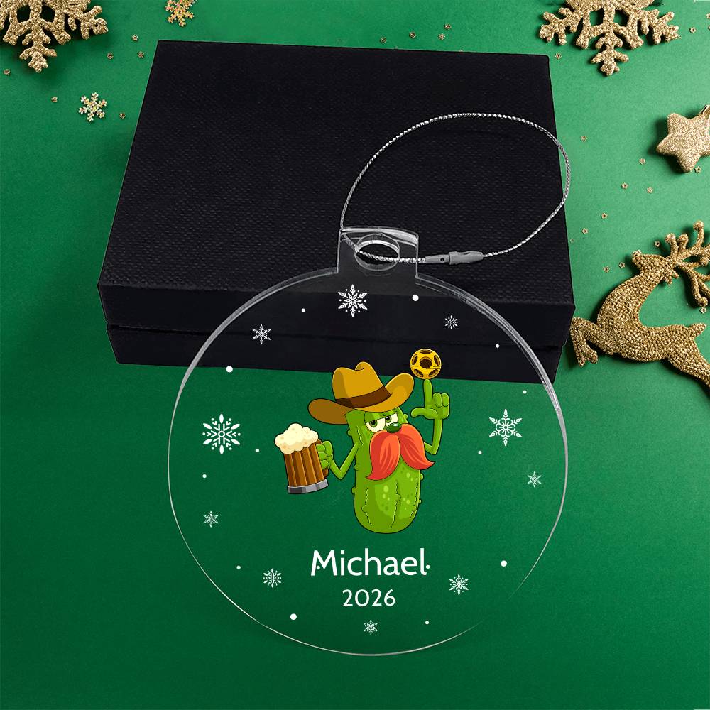 Pickleball Cowboy Beer Christmas Ornament