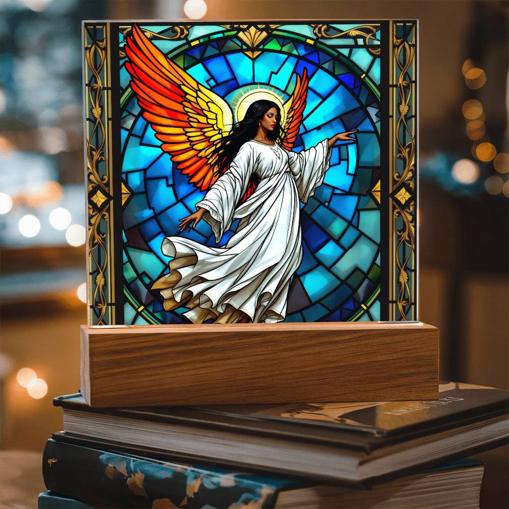 Guardian Angel African American LED Plaque Decor-[Heartfelt Family Gift]