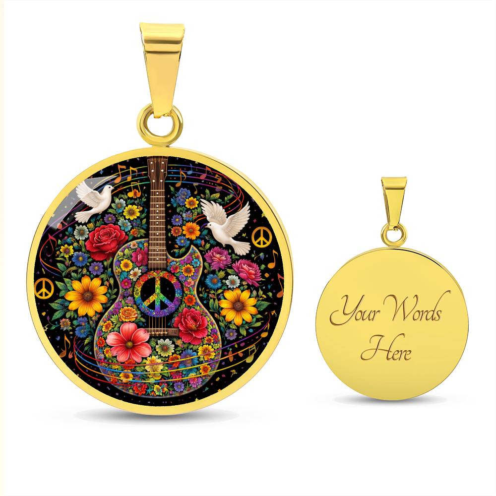 Peace Love Guitar Necklace with Engraving