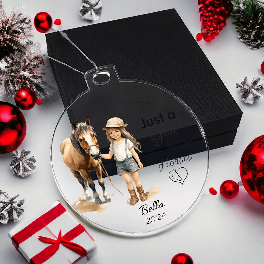 Horse Ornament Personalized, Girl Horse Christmas Ornament Gift, Riding a Horse Rider Christmas Ornament, Custom Names Horse Lover Gift-[Heartfelt Family Gift]