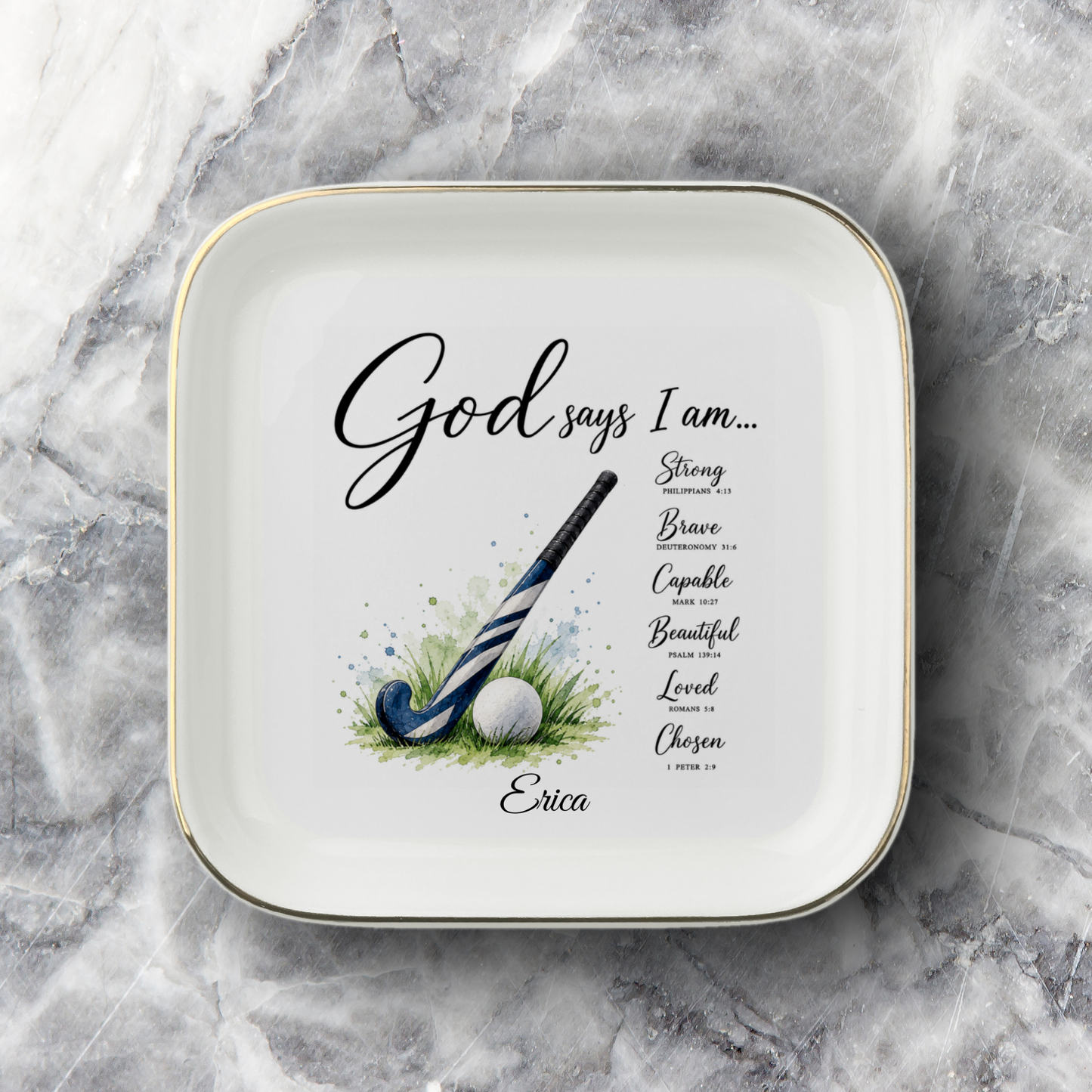 Field Hockey Christian Jewelry Dish Trinket Tray