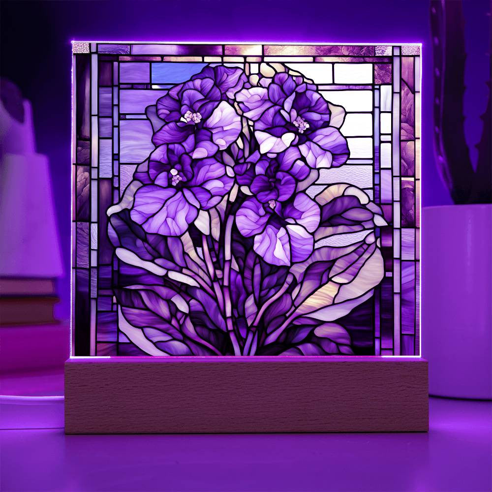 African Violet Lighted Plaque-[Heartfelt Family Gift]