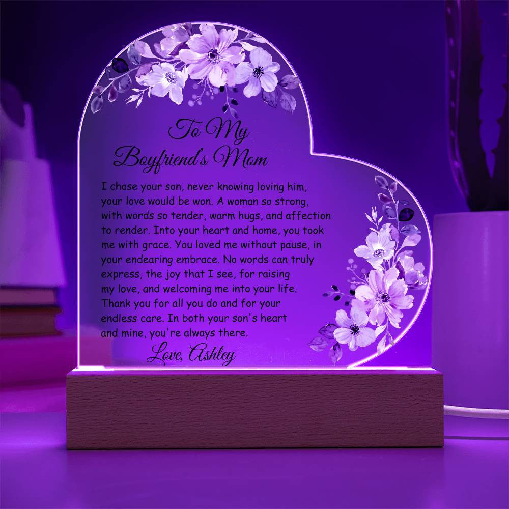 Boyfriends Mom Acrylic Heart Plaque-[Heartfelt Family Gift]
