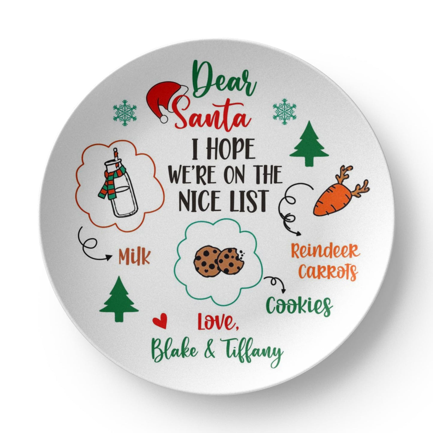 Personalized Santa Cookie and Milk Serving Plate