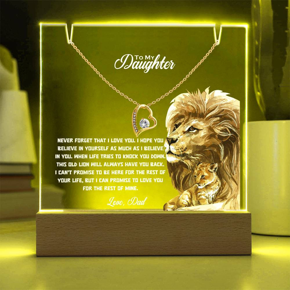 Daughter Keepsake LED Acrylic Heart Necklace & Plaque-[Heartfelt Family Gift]