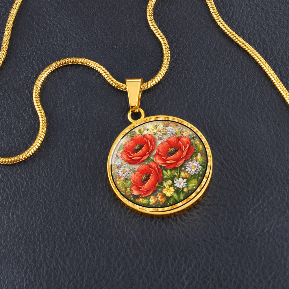 Red Poppy Flowers Personalized Engraved Necklace Bracelet or Keychain