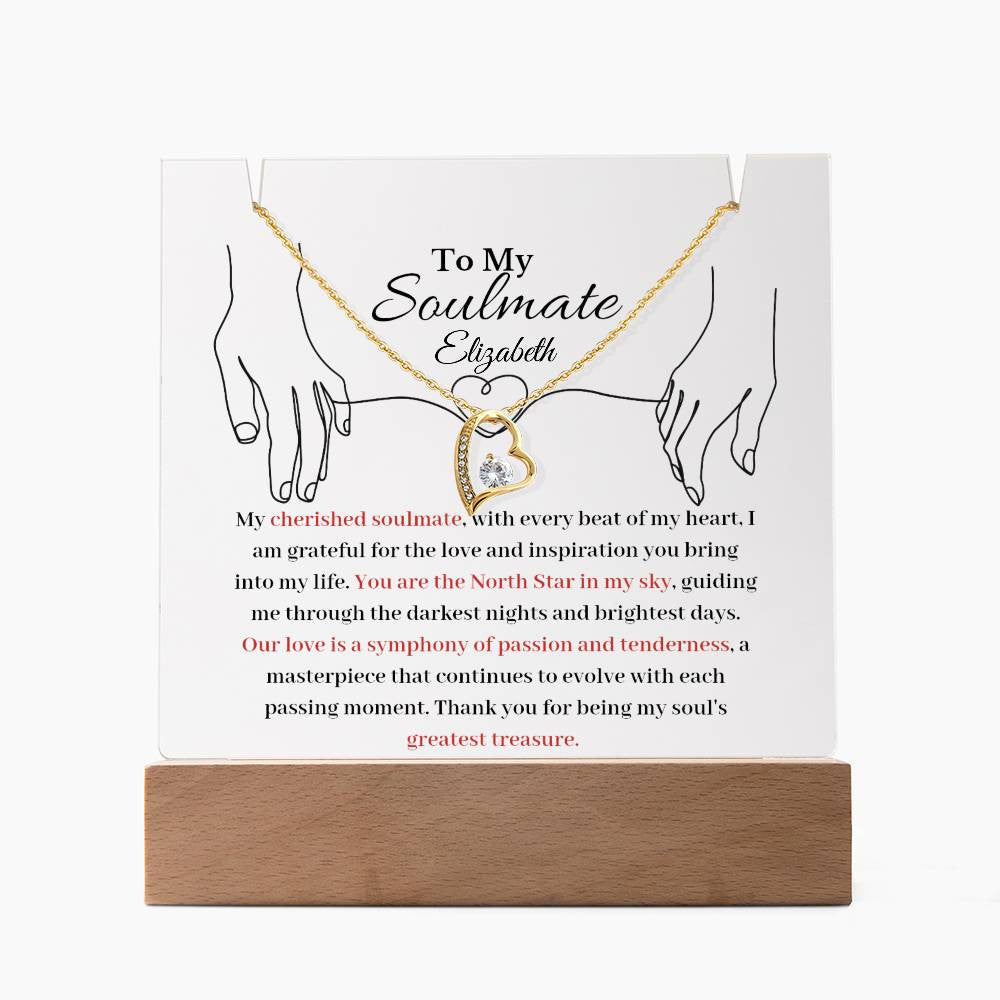 Soulmate  LED Acrylic Heart Necklace & Plaque Gift Set-[Heartfelt Family Gift]