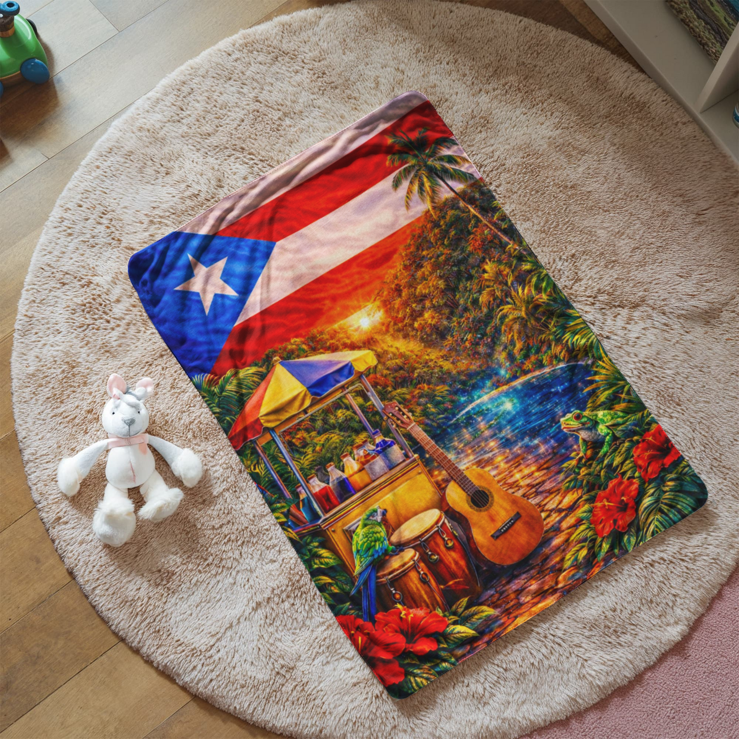 Puerto Rico Flag Blanket, Island Vibe Throw, Tropical Decor Gift, Vibrant Puerto Rican Keepsake, Gorgeous Vacation Memory