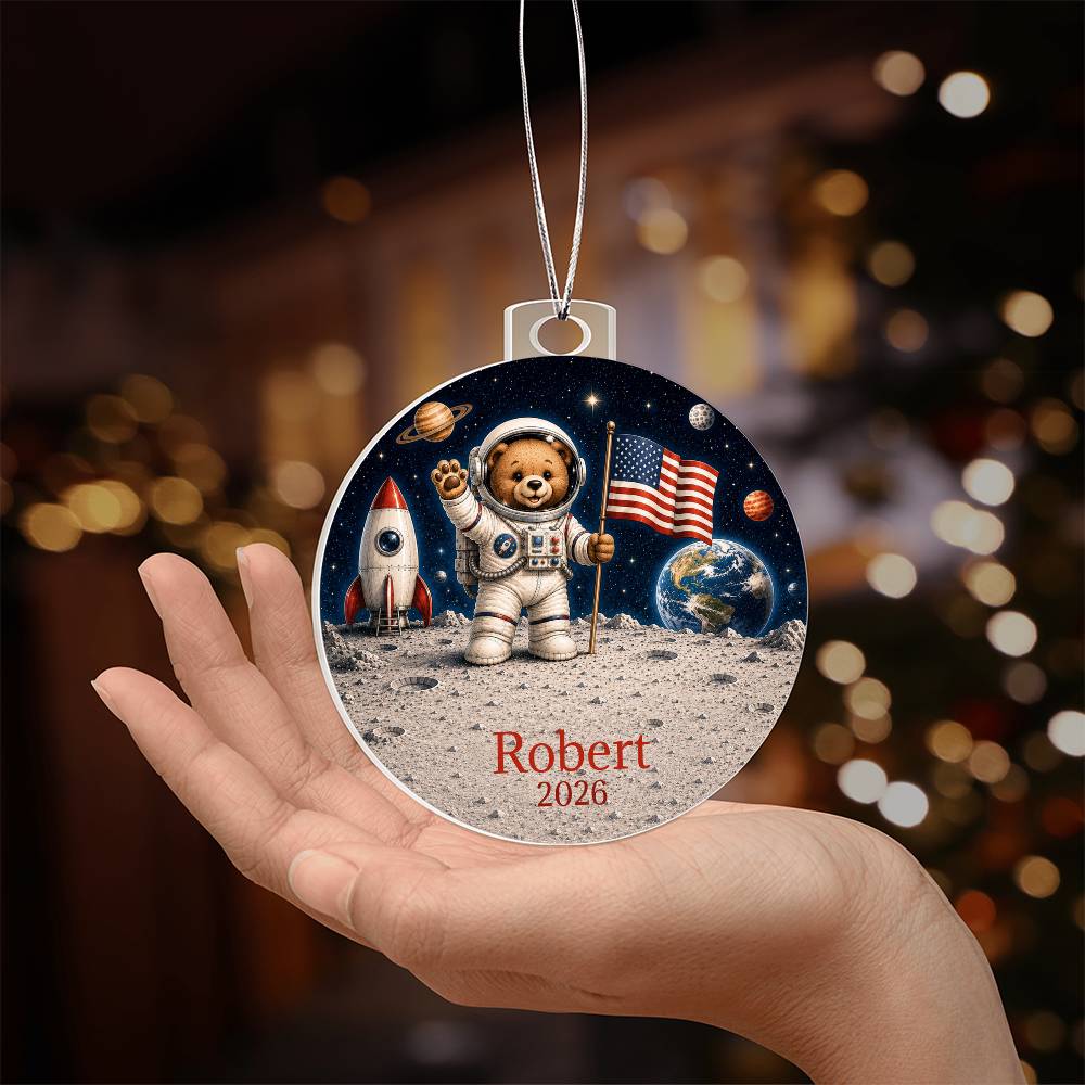 Kids Bear Astronaut Christmas Ornament