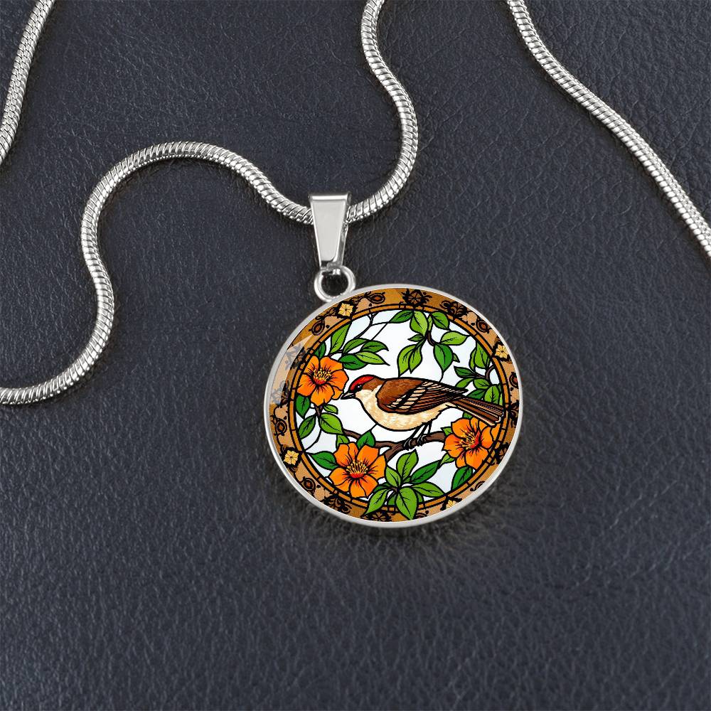 Robin Bird Pendant Necklace, Floral Design Jewelry, Nature Inspired Gift, Artful Bird Necklace, Gold Pendant with Bird Motif, Necklace Gift for Her