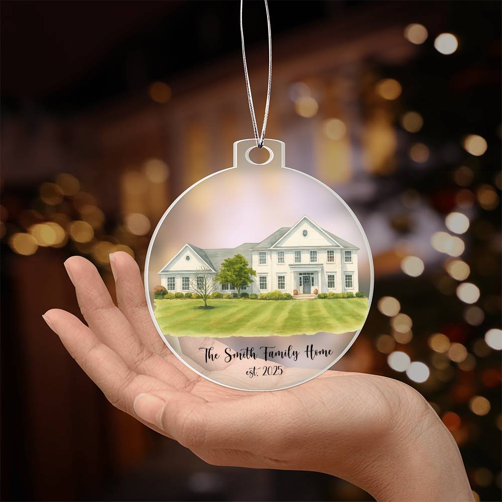 First Christmas In Our New Home Watercolor Portrait Ornament