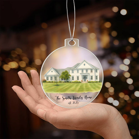 First Christmas In Our New Home Watercolor Portrait Ornament