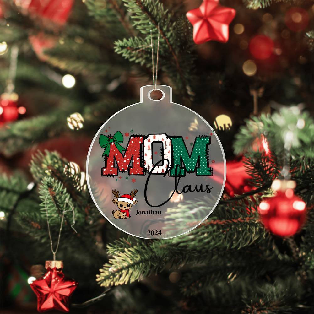 Mom Claus Acrylic Christmas Ornament-[Heartfelt Family Gift]