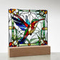 Hummingbird Acrylic Plaque, Gift for Mom or Grandma, Christmas, Birthday, Bird Lover Gifts,  Stained Glass Art, Hummingbird Gift, Nature lover-[Heartfelt Family Gift]