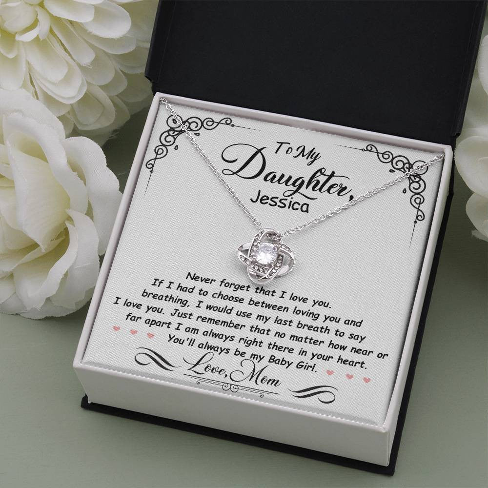 Personalized Love Knot Necklace Gift for Daughter from Mom or Dad-[Heartfelt Family Gift]