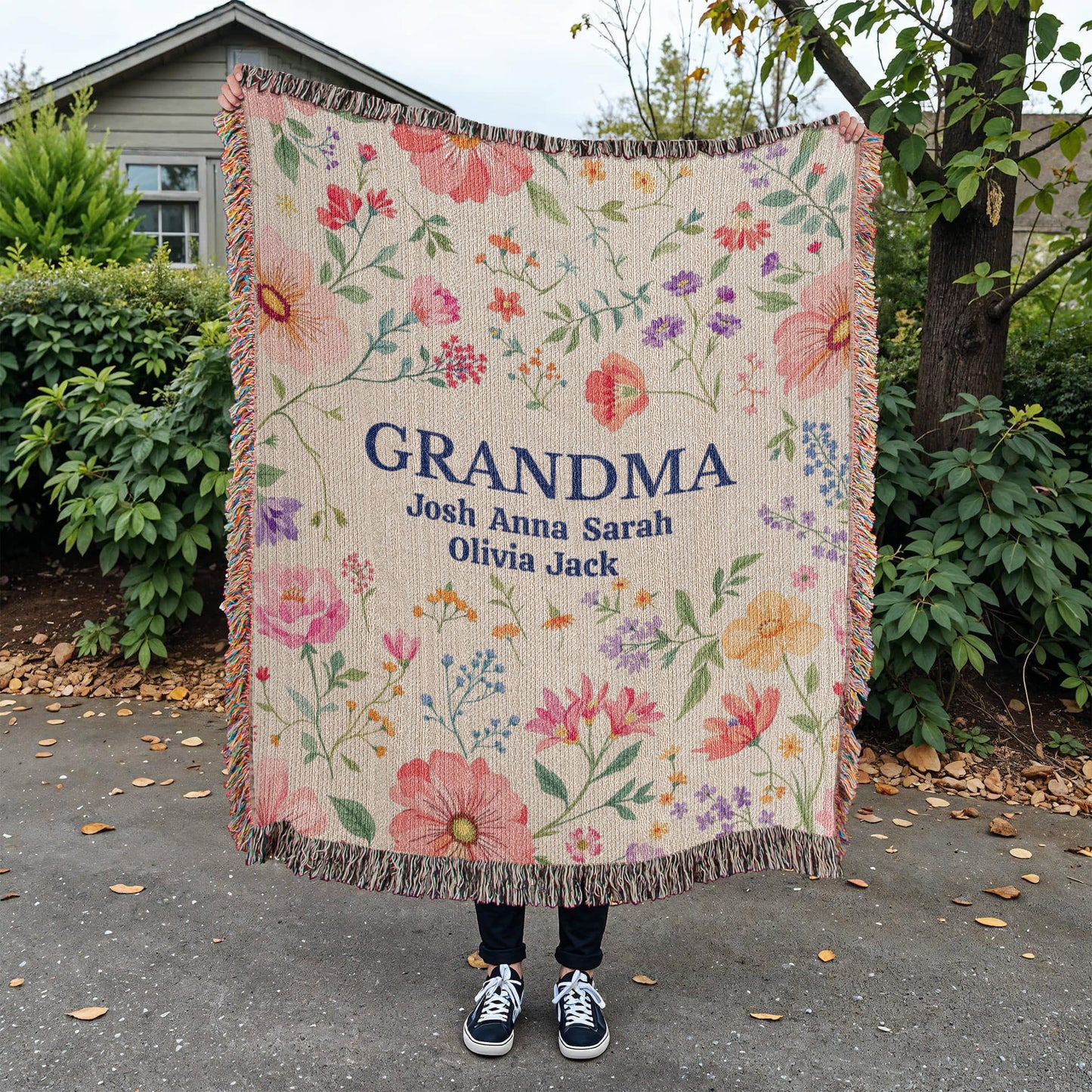 Heirloom Artwork Woven Blanket (Portrait)-[Heartfelt Family Gift]