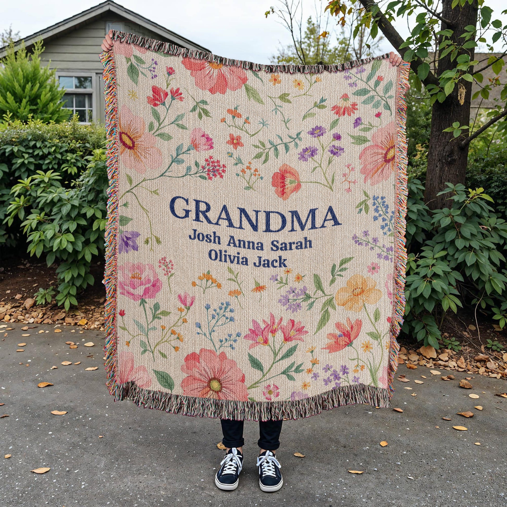 Heirloom Artwork Woven Blanket (Portrait)-[Heartfelt Family Gift]