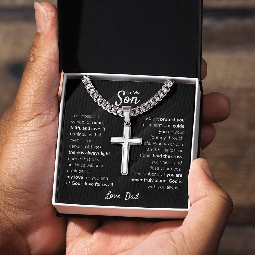 Son Engraved Cross Necklace Gift-[Heartfelt Family Gift]