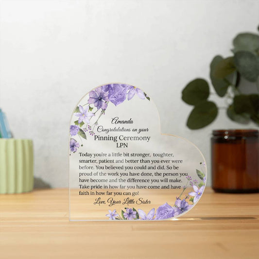 Nursing Graduation Pinning Ceremony Acrylic Heart Gift