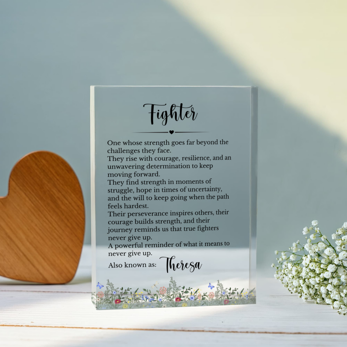 Strength of Fighter Heart of a Warrior Plaque