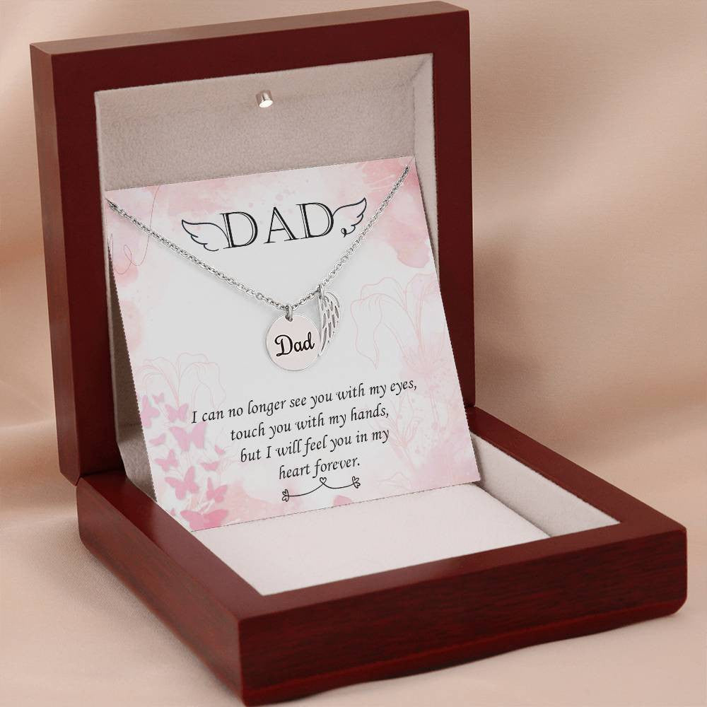 dad Memorial Necklace Angel Wing Charm-[Heartfelt Family Gift]